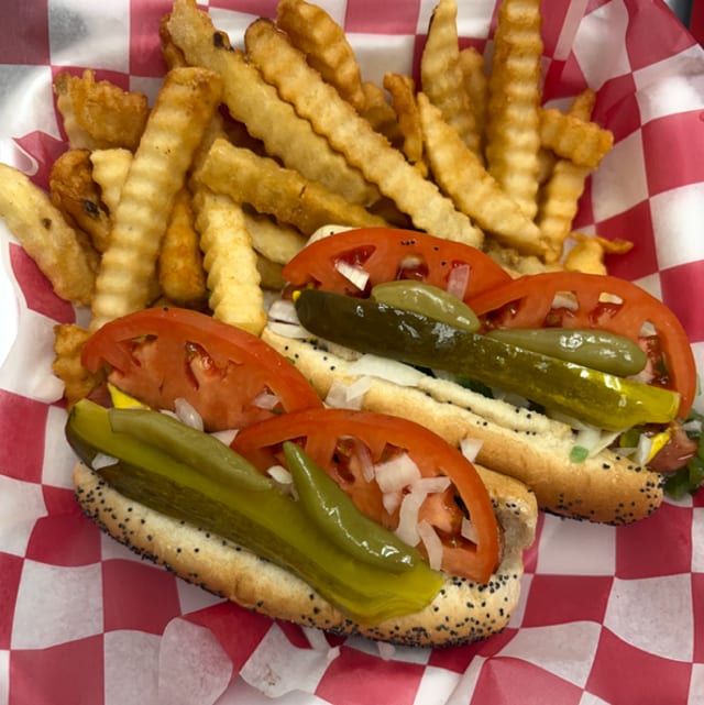 Chicago Style Hot Dog Sandwich.